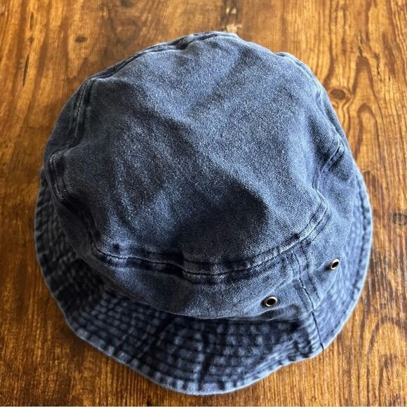 Vintage Inspired Navy Blue Lightly Distressed Bucket Hat - Picture 3 of 5